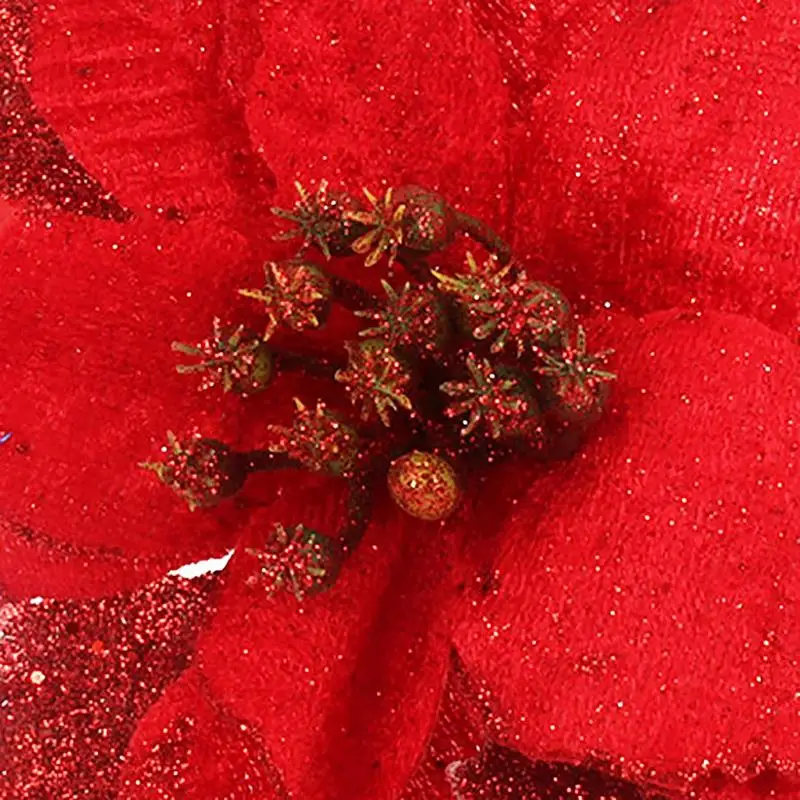 

20PCS Christmas Flower Christmas Tree Flower Decoration Ornament Artificial Xmas Tree Flower With Flower Pole