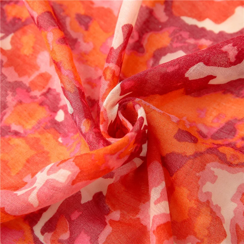 Fashion Abstract Floral Cotton Scarves for Women Spring Autumn Soft Neck Head Shawls and Wraps Lady Pashmina Bandanas |