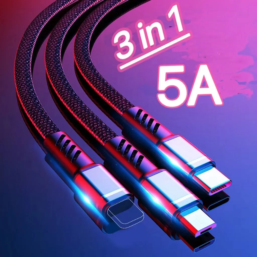 

3in1 USB Cable for IPhone Fast Charger Charging Cable for Micro USB Phone Type C Xiaomi Huawei Samsung Charger Wire for IPad