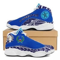 brand new blue polynesian samoa tribal style running shoes custom ball sports team logo mens basketball sports shoes