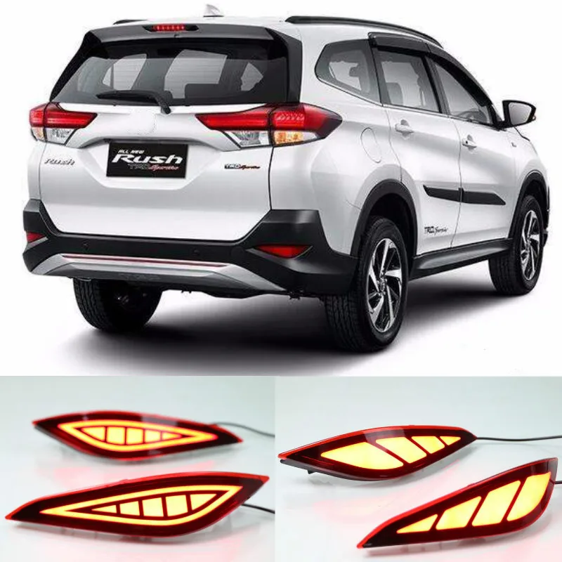 

2PCS For Toyota Rush 2018 2019 Multi-function 12V LED Taillight Reflector Lamp Rear Fog Lamp Rear Bumper Light Brake Light