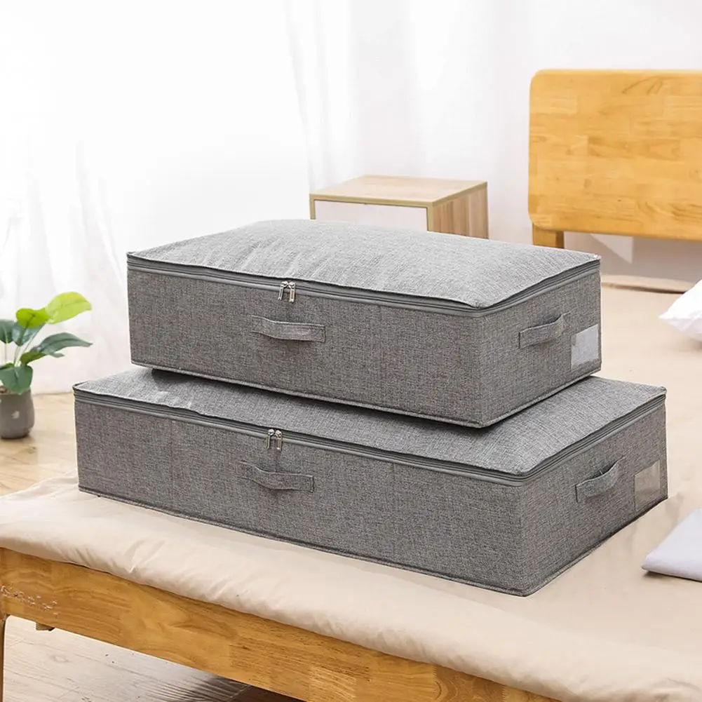 

Quilt Under Bed Storage Box Fabric Folding Clothes Moisture-proof Finishing Box with Lid Large Capacity Organizer