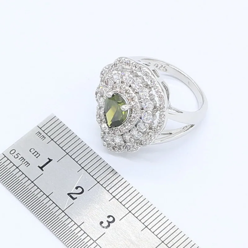 Набор украшений для женщин набор из зеленого оливкового и серебряного цветов