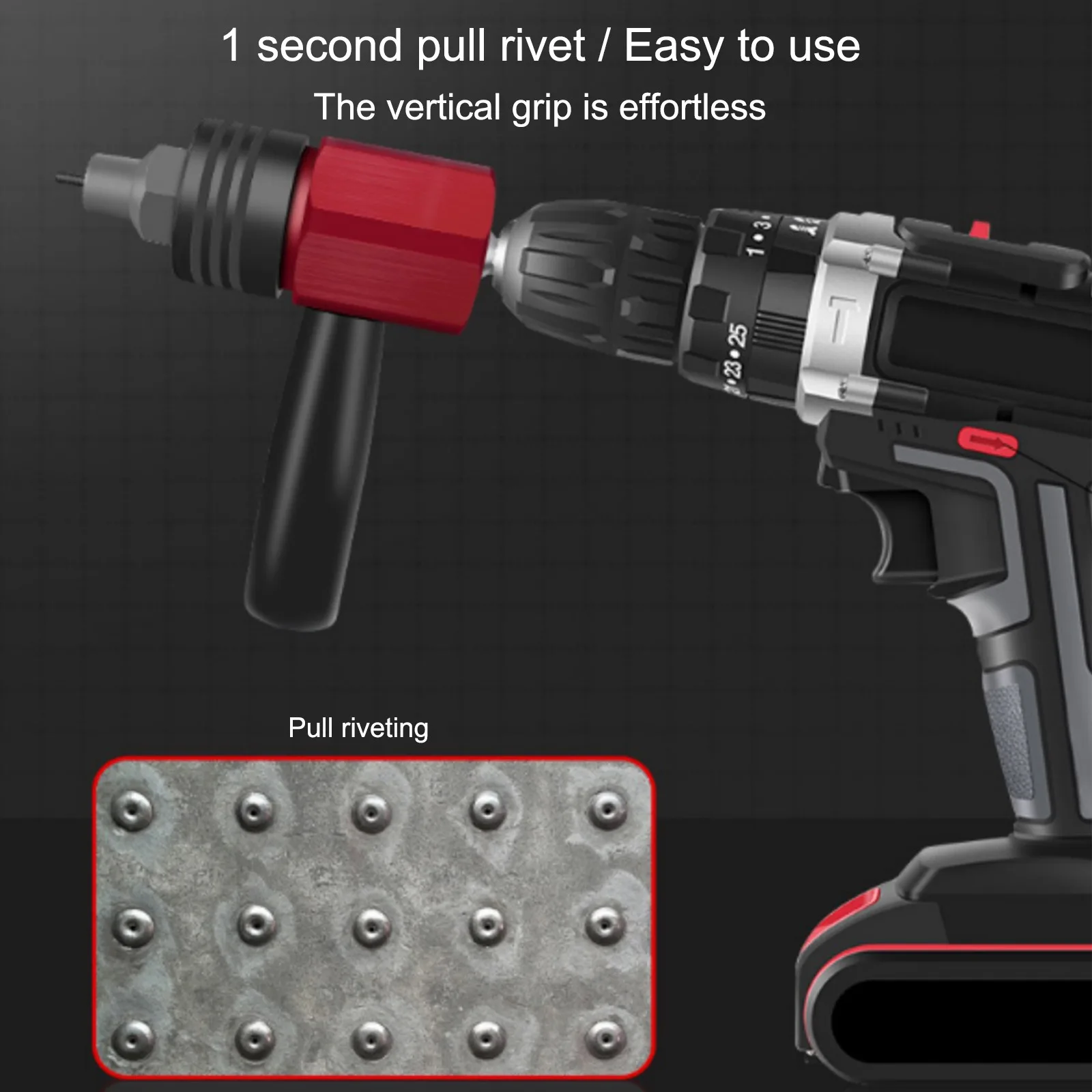 

Electric Rivet Gun Adapter High Carbon Steel Rivet Puller Conversion Head Suitable for Lithium Electric Torque Pistol Drill
