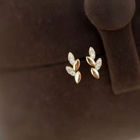 s925 sterling silver leaf and branch shape earrings new simple temperament small personality fresh style earrings