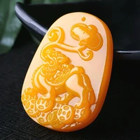 natural yellow jade money pixiu pendant necklace chinese hand carved charm jewelry fashion accessories amulet for men women gift