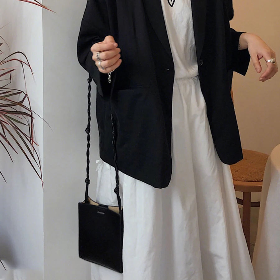 Повседневные однотонные женские сумки на плечо ручной работы с тканым ремешком