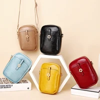 solid color headphone hole mobile phone bag zipper open long strap card pouch wallet womens girl mini shoulder crossbody bags