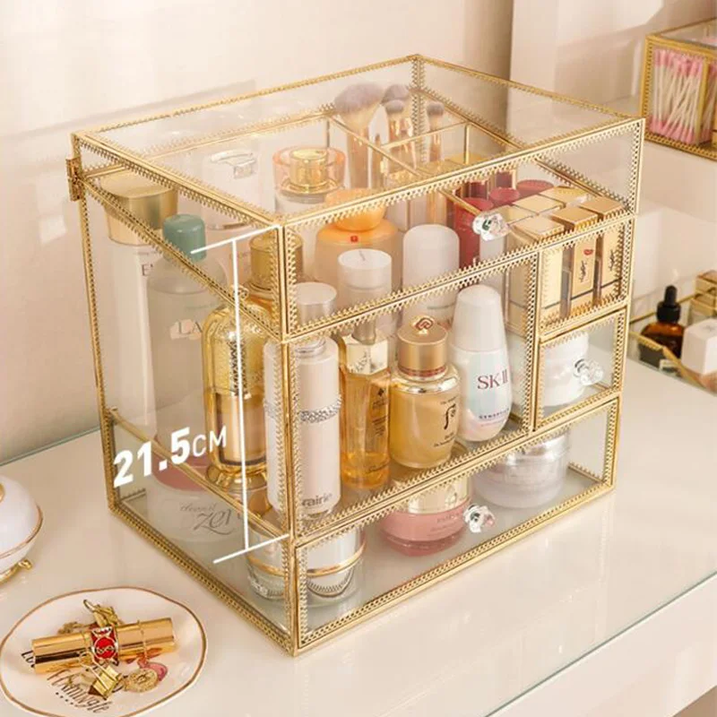 Косметическая коробка для хранения с откидной крышкой органайзер макияжа