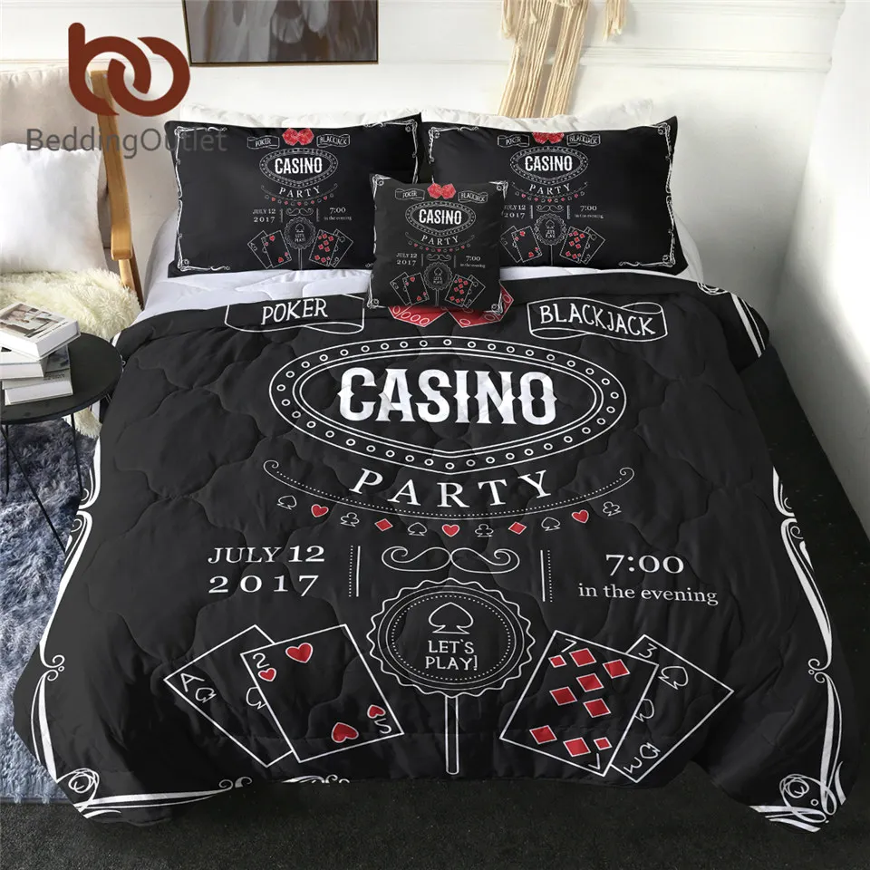 

BeddingOutlet Poker Cool Blanket Black Jack Thin Duvet Games Poker Funny Bedspreads Playing Cards Bed Quilt 4-Piece Dropship