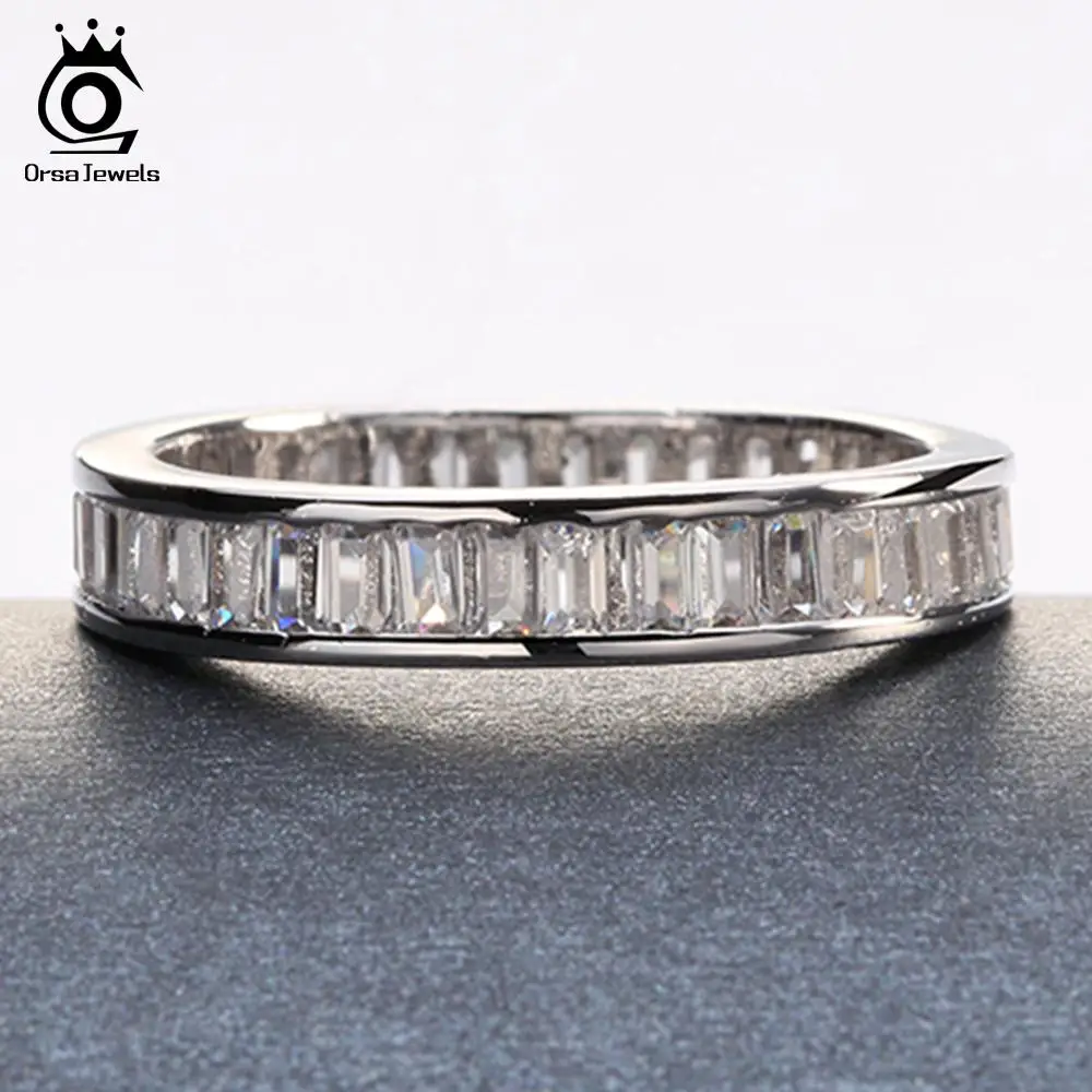 ORSA JEWELS, обручальные кольца, серебряное кольцо, полностью невидимая установка, Retangel CZ, кольца вечности для женщин, обручение, подарок OR62
