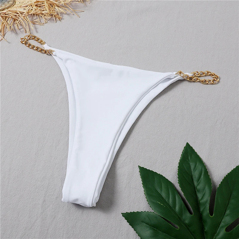 

Sexy Women Solid Color Padded Front Closure Bra Briefs Chain Bikini Swimsuit Sexy Swimwear Bikini 2021 Swimsuit Set