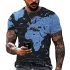 Мужская футболка с картой мира, Забавные футболки, летняя модная аниме футболка, 3D футболка, Мужская одежда, топы, футболки, 2021