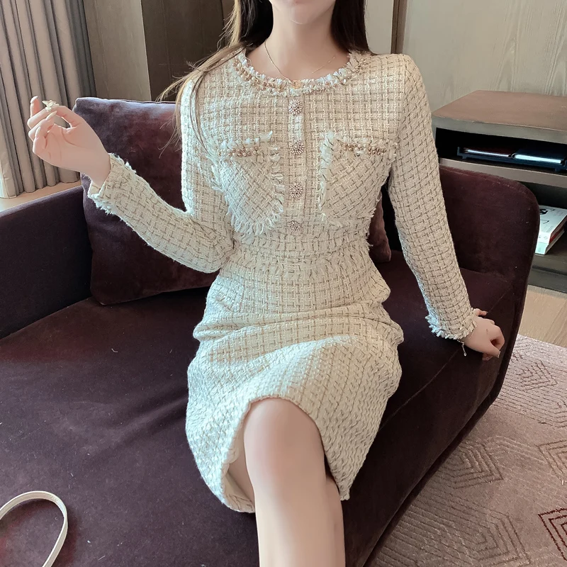 2020 Новое весеннее Роскошное дизайнерское подиумное шерстяное платье размера