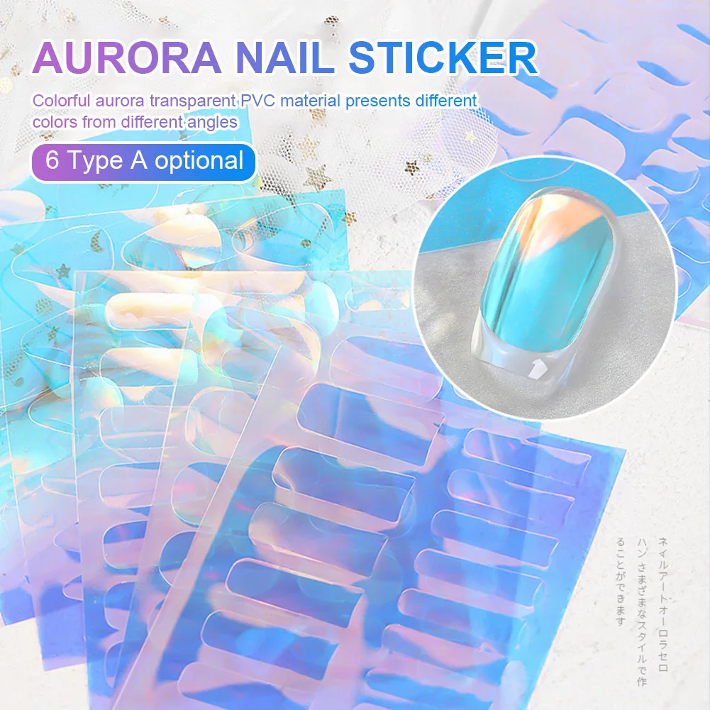 

New Aurora Nail Sticker Gradient Glass Paper Nail Transfer Foil Stickers Manicure Decoration Nail Art for Natural Acrylic Nails