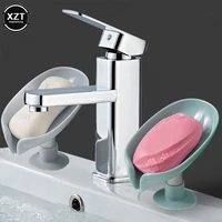 portable suction cup soap dish for bathroom shower leaf soap holder plastic sponge tray for kitchen bathroom accessories