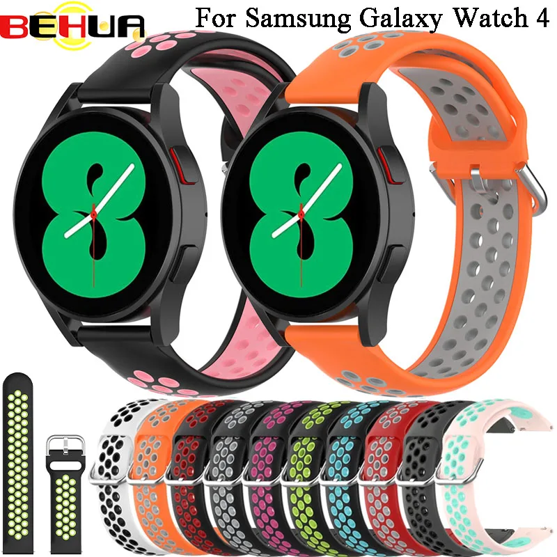 

BEHUA Silicone 20mm Watch Strap for Samsung Galaxy Watch 4 40mm 44mm /Watch4 Classic 42mm 46mm Gear S2 Active 2 Watchband Correa