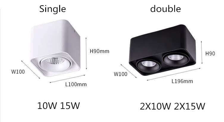 

Led Square Dimmable LED Mounted Down LED Ceiling Lamps 10w 15W 20w 30W AC90-260V Light Direction Adjustable Indoor Lighting