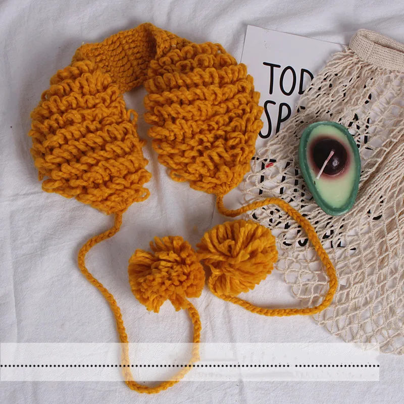 Осень зима 2019 Детские однотонные наушники для малышей простые милые вязаные