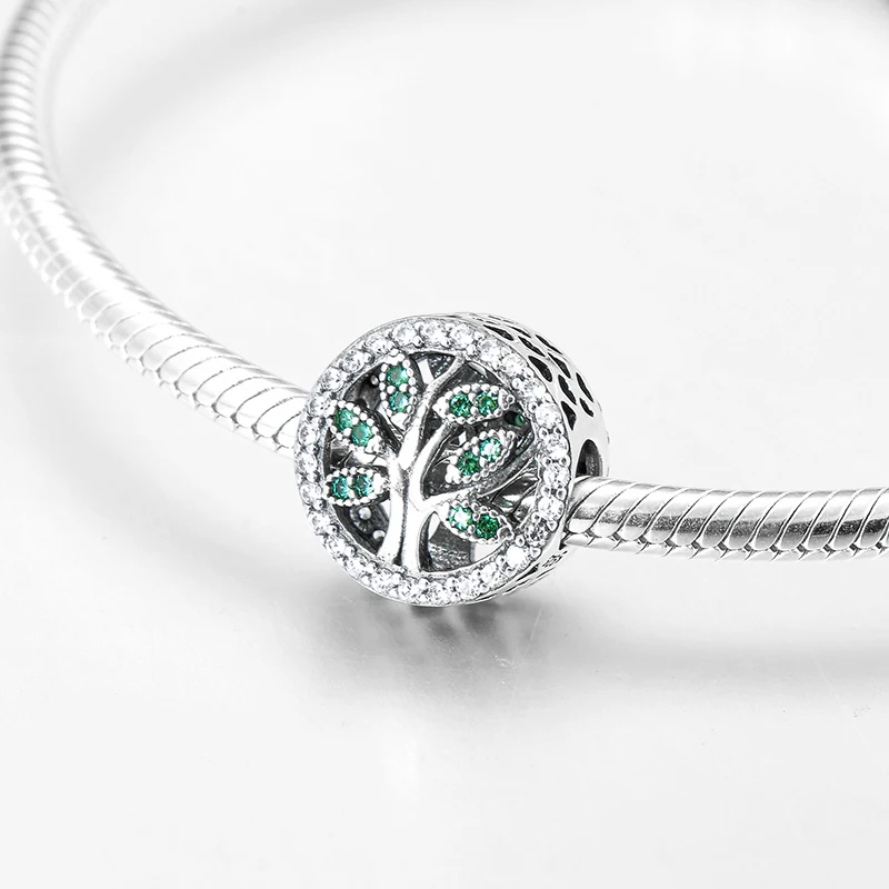 Женское серебряное зеленое дерево жизни круглые бусины изготовление ювелирных