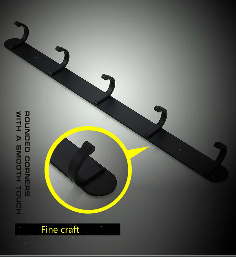 bathroom hardware set 3 space aluminum bathroom hanger black hook wall mount aluminum coat hook bathroom robe hooks hat rack free global shipping