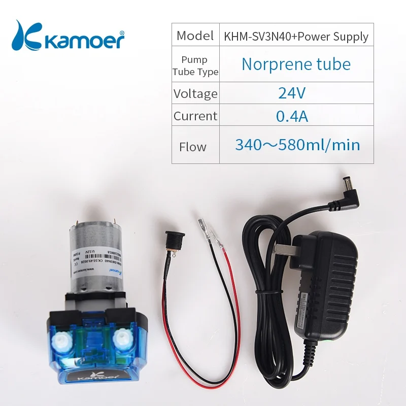KHM-SV3N40-List-1 Kamoer KHM перистальтический насос Высокоточный двигатель постоянного тока с пластиковым зубчатым приводом(Norprene tunbe или силиконовая трубка - Напряжение: KHM-SV3N40-List-1