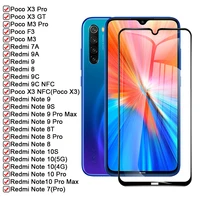 full cover screen protector glass for xiaomi poco x3 pro gt f3 m3 tempered glass redmi note 10 pro 9 8 11 8t 9s 10s 7 9c nfc 9a