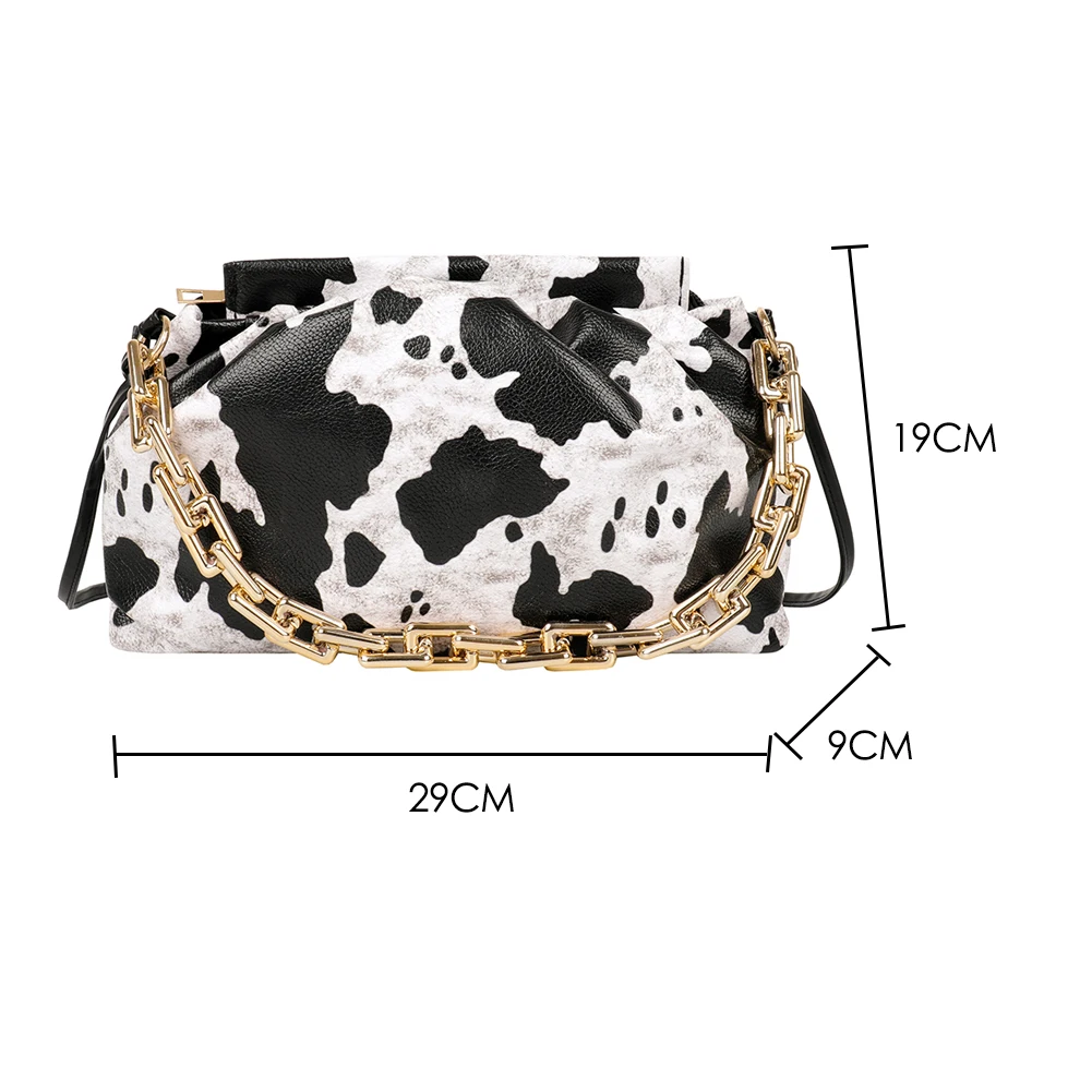 

Casual PU Leather Shoulder Bags Women Thick Chain Cloud Underarm Pouch Fashion Animal Pattern Party Messenger Handbags Clutches