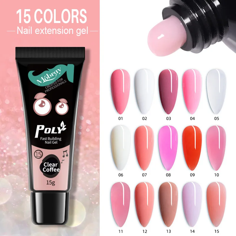 

Mobray 15ml Poly Nail Gel For Nail Extension Finger Quick Building Gel 15 Colors Polygels Extensions Acrylic Gel Polish Nail Art