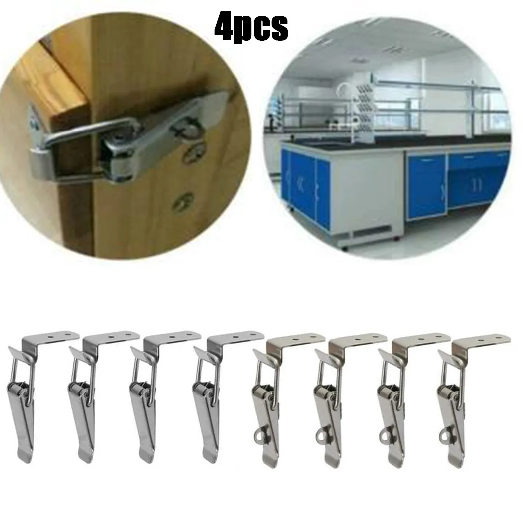 

4pcs 90° Stainless Steel Spring Loaded Draw Toggle Latch Clamp Clip Set Wooden Boxes Barrel Buckle Latch