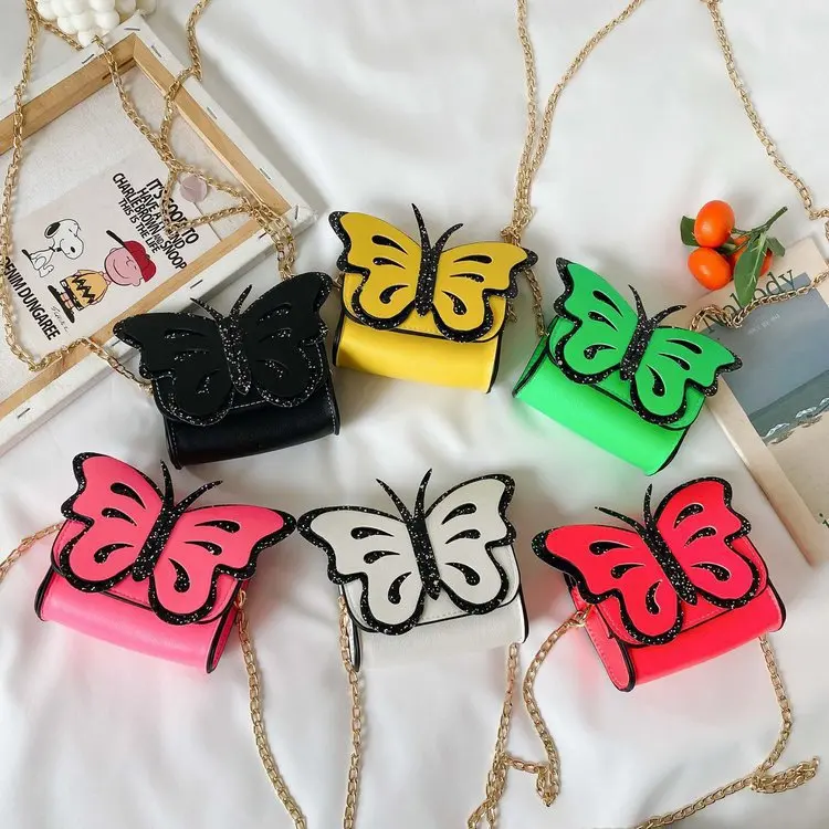

Lovely Children's Mini Crossbody Bags Cute Butterfly Little Girls Coin Purse Shoulder Messenger Bag Fashion Princess Handbags