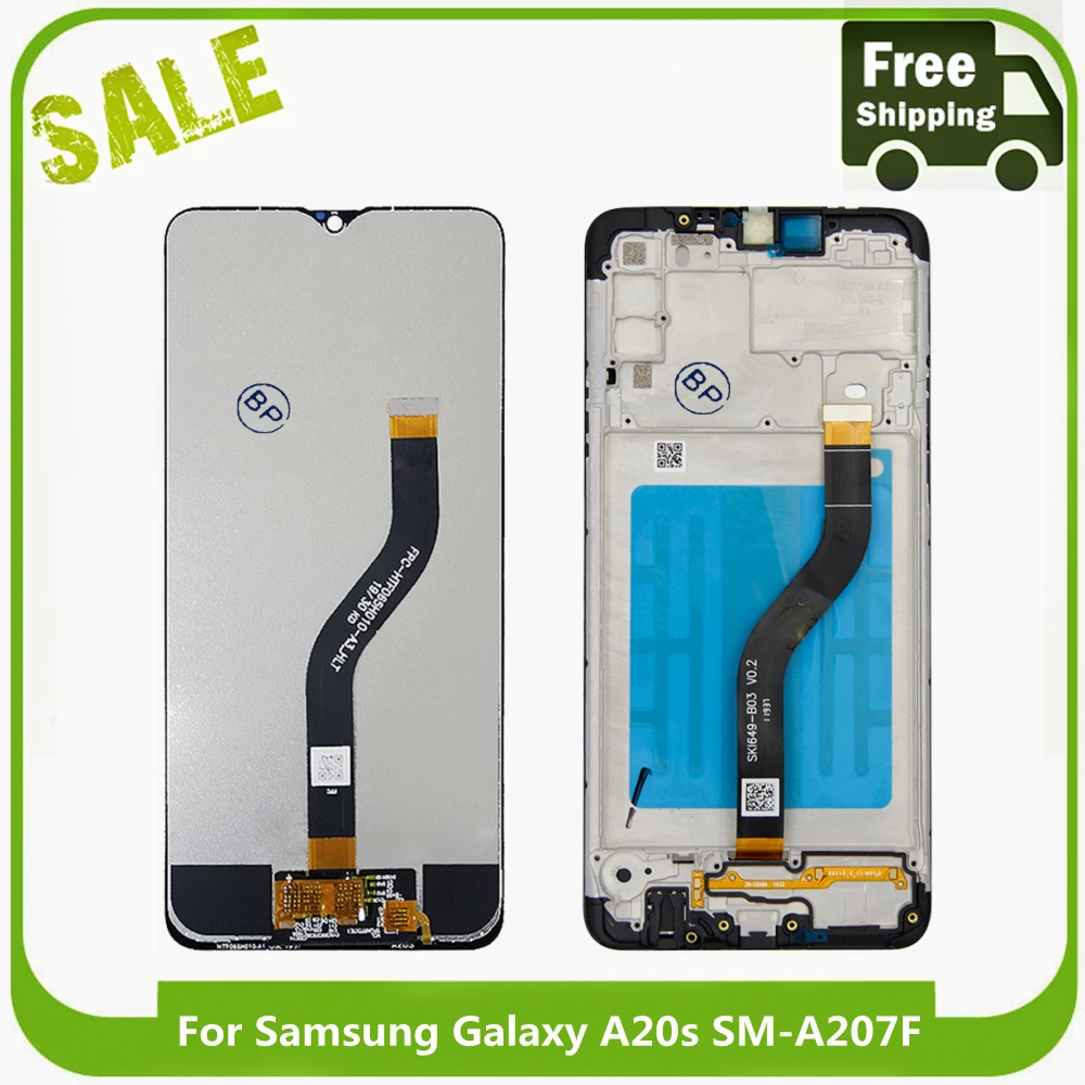 

ЖК-дисплей AMOLED 100% дюйма для Samsung Galaxy A20s, ЖК-дисплей с сенсорным экраном и дигитайзером в сборе для Samsung A207F/DS A207FN A207U