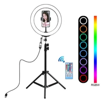 10 inch 26cm usb rgbw led selfie ring light photography video vlogging live broadcast with remote control phone clamp tripod