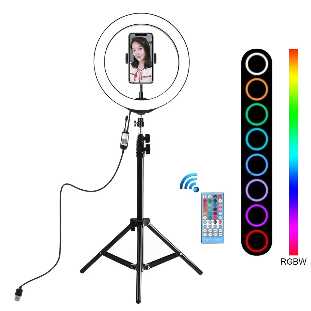10 дюймов 26 см USB RGBW LED селфи кольцо свет Фото Видео Vlogging прямая трансляция с