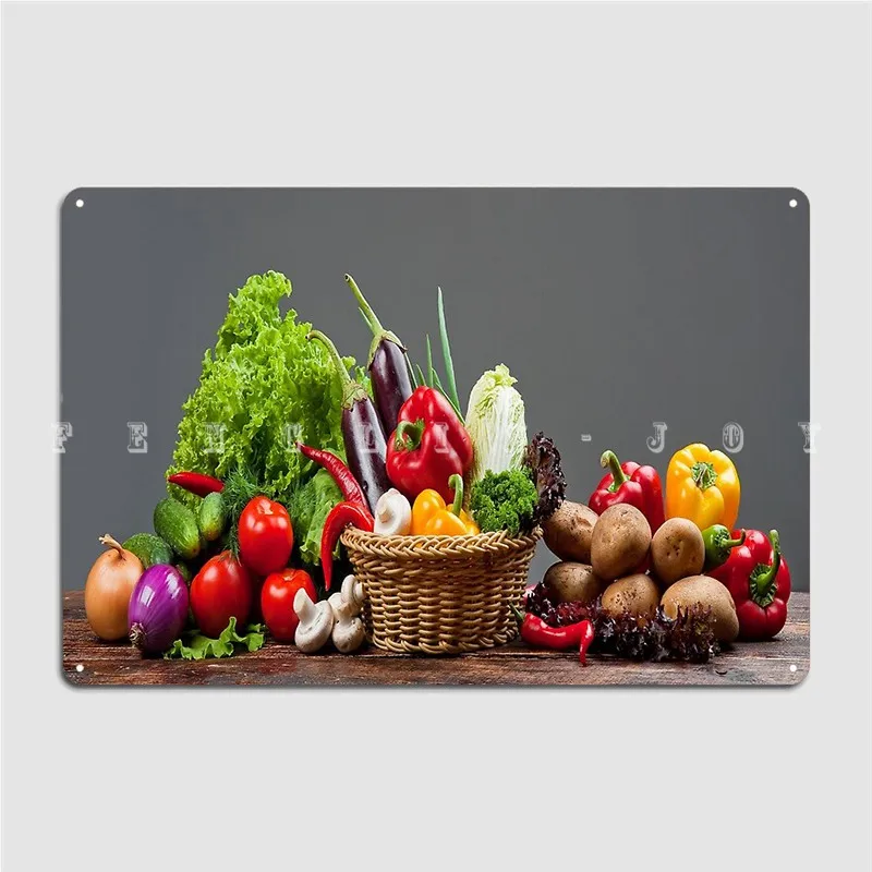 

Постер в виде корзины здоровых органических овощей, металлический плакат на стену, украшение для паба, клуба, бара, Настенный декор, жестяно...