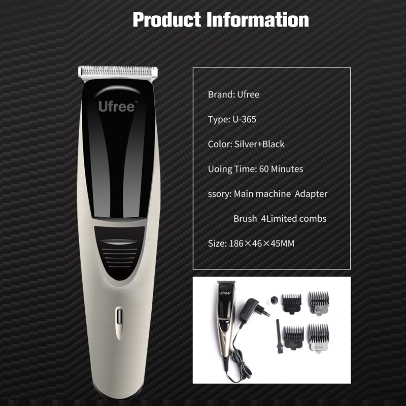 

Ufree Rechargeable Hair Trimmer Hair Clipper Professional Barber Clippers Men Electric Cutting Machine Hair Clipper Hairdress