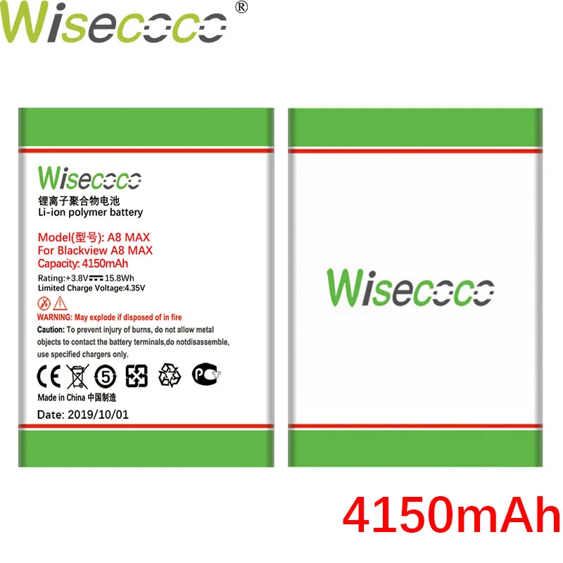 WISECOCO 4150 мАч батарея для Blackview A8 MAX мобильный телефон новейшее производство высокое качество батарея+ номер отслеживания