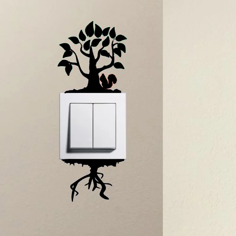 

Tree Cute Squirrel - Light Switch Funny Vinyl Stickers Home Decoration Accessories Stickers Decals For Furniture Wall Decoration