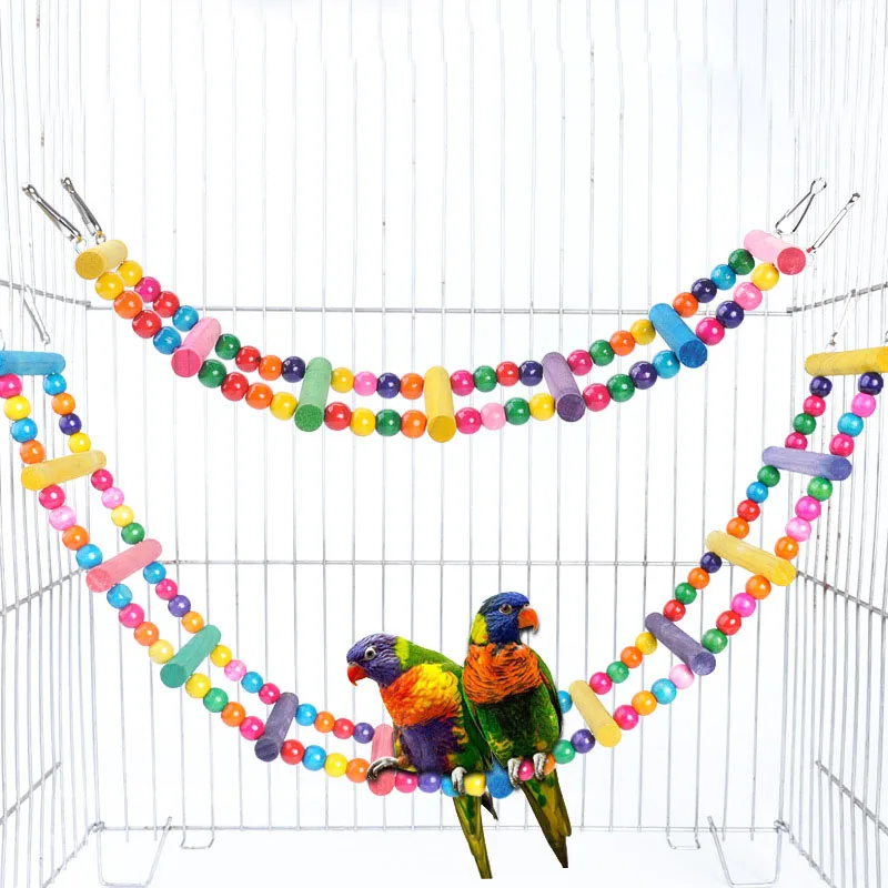 

14/21/27/34/40/47/53/60cm Pet Swing Parrot Hammock Ladder Hamster Crawling Hanging Bell Chew Bird Toy Supplies Cage Decoration