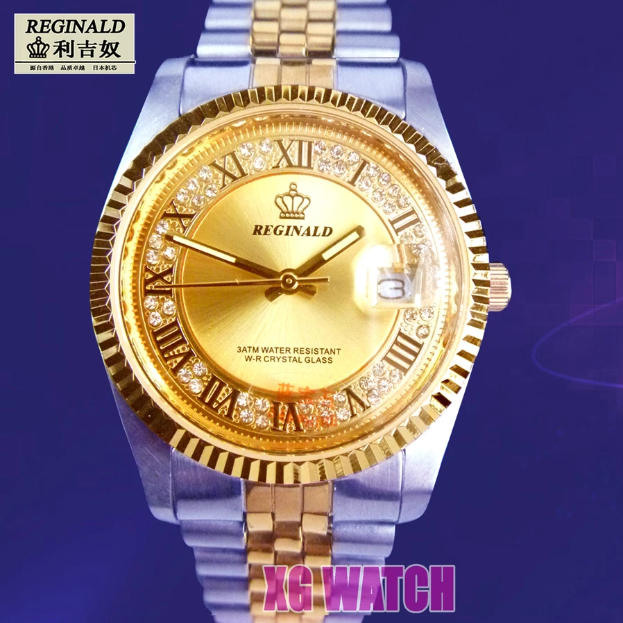 Watch Men's gold часы мужские  Stainless Steel 316 Waterproof lLuminous Quartz Calendar digital clear women's watch gift
