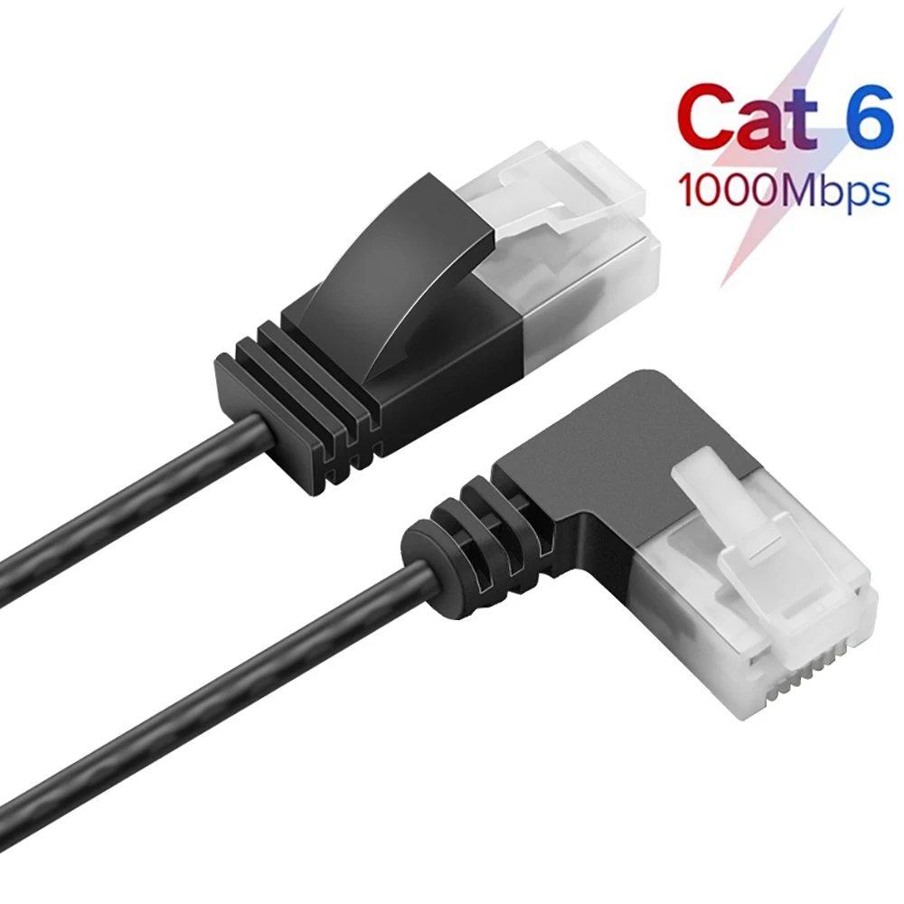 

Ultra Slim Cat6 Ethernet Cable RJ45 Lan Cable UTP Network Cable for Cat6 Compatible Patch Cord for Modem Router Cable Left angle