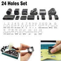 24pcs hand cutter punch leather handmade craft tool shaped style hole hollow cutter leathercraft stamping for leather belt diy
