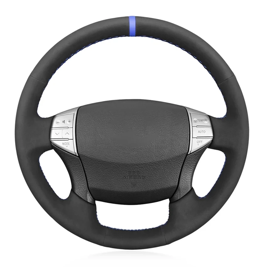 

Black Suede Blue Marker Handsewing Soft Car Steering Wheel Cover For Toyota Avalon 2005 2006 2007 2008 2009 2010 2011 2012