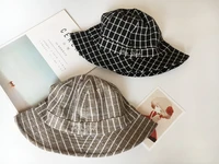 plaid embroidery dome hat spring and summer new wild fisherman hat retro sun hat tide hats for women bonnets wholesale