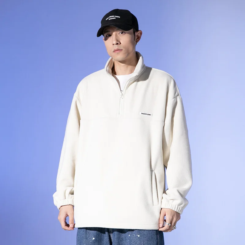 Флисовая Мужская куртка простая однотонная свободная Стандартная с