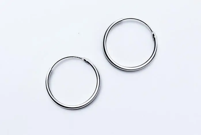 

SO 1pair THIN Real. 925 Sterling Silver jewelry Endless Love Polished Lucky Circle Hoop Huggie Earrings Geomeric GTLE2575