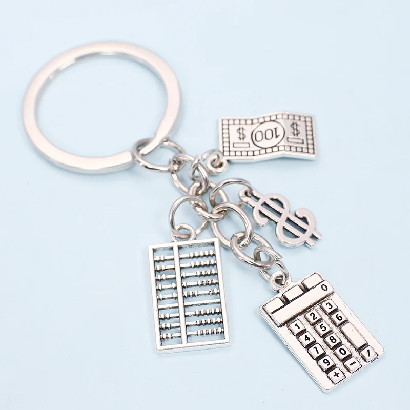 Креативный доллар деньги серебряный сплав брелок кулон счеты Калькулятор 100