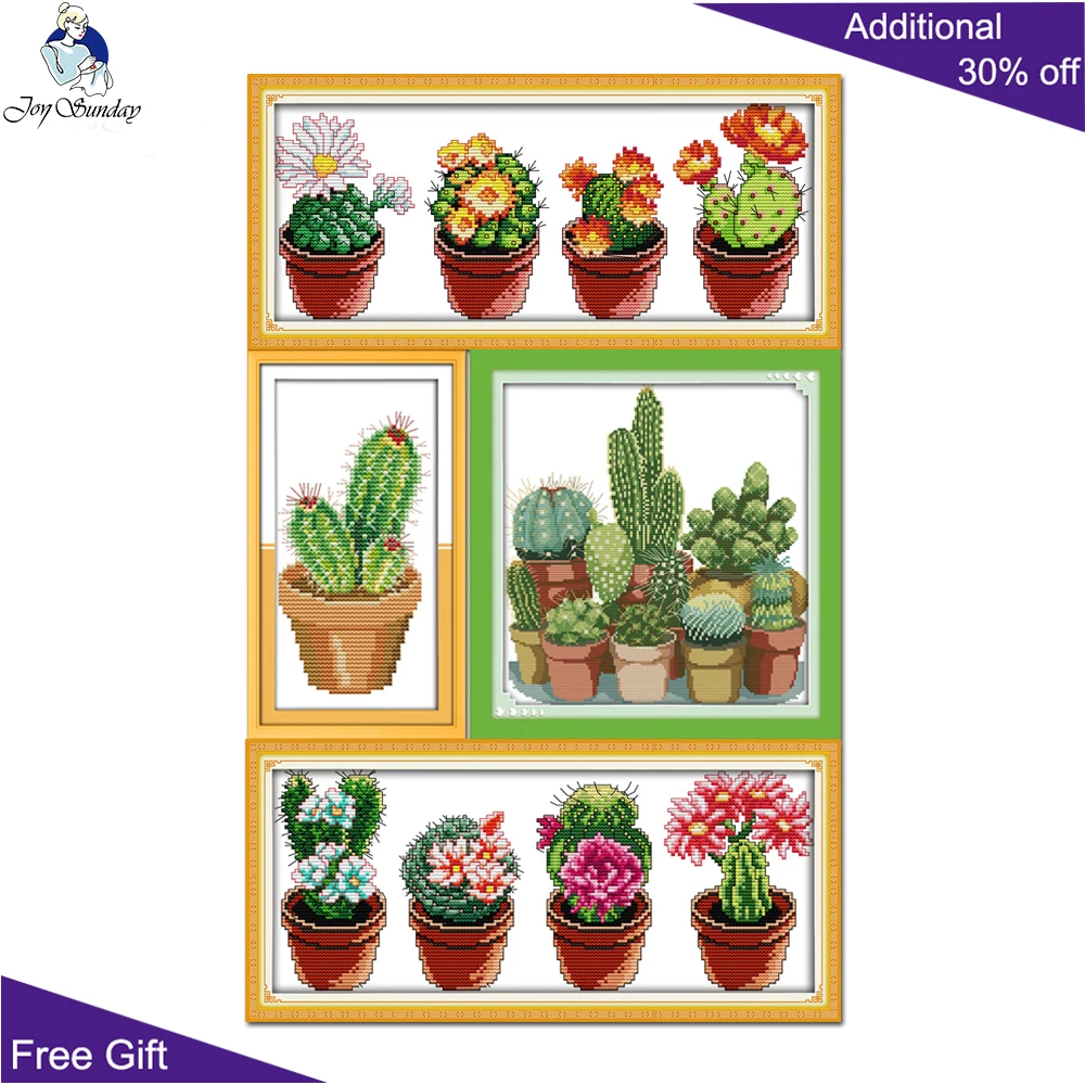 Домашнее украшение Joy Sunday Cactuses J165J170(1)J171(2)J217(2) 14CT 11CT штампованные и счетные узоры dmc