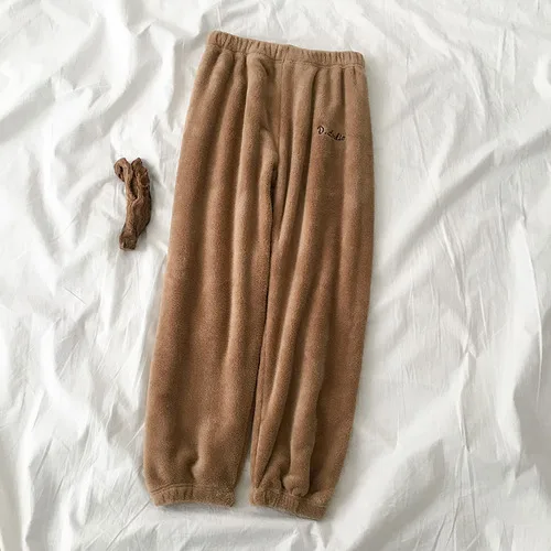 Light Brown Neploe новые осенние зимние брюки женские мягкие теплые домашние пижамы брюки повседневные коралловые флисовые свободные ленивые брюки 54912 - Цвет: Light Brown