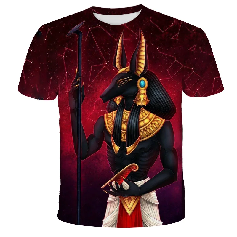 Летняя футболка Anubis с 3D рисунком черные топы коротким рукавом и круглым вырезом